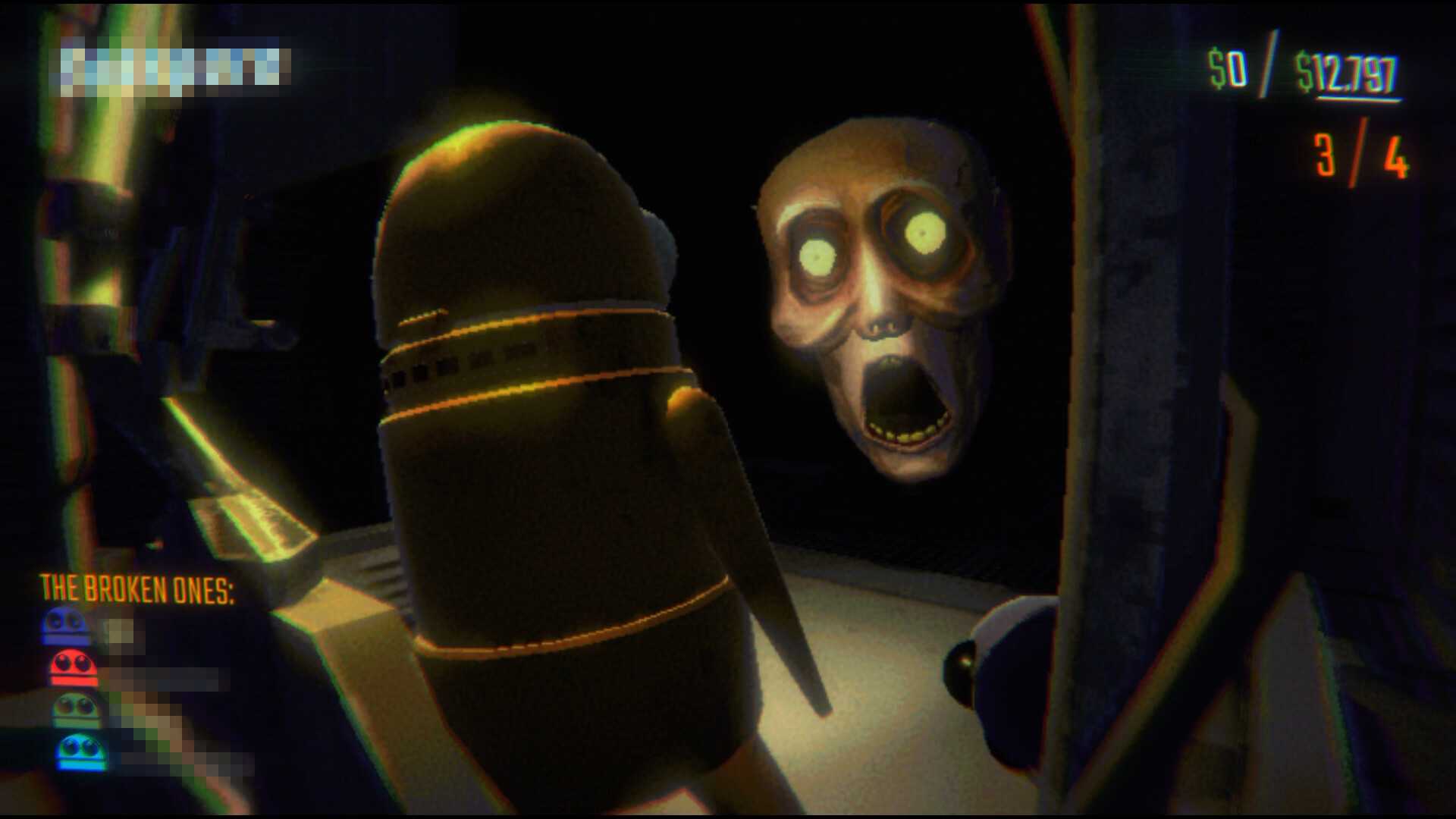 REPO with a scary face in front of the player