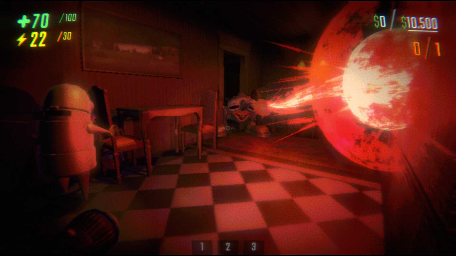 REPO weird clown shoes enemy shooting a laser beam