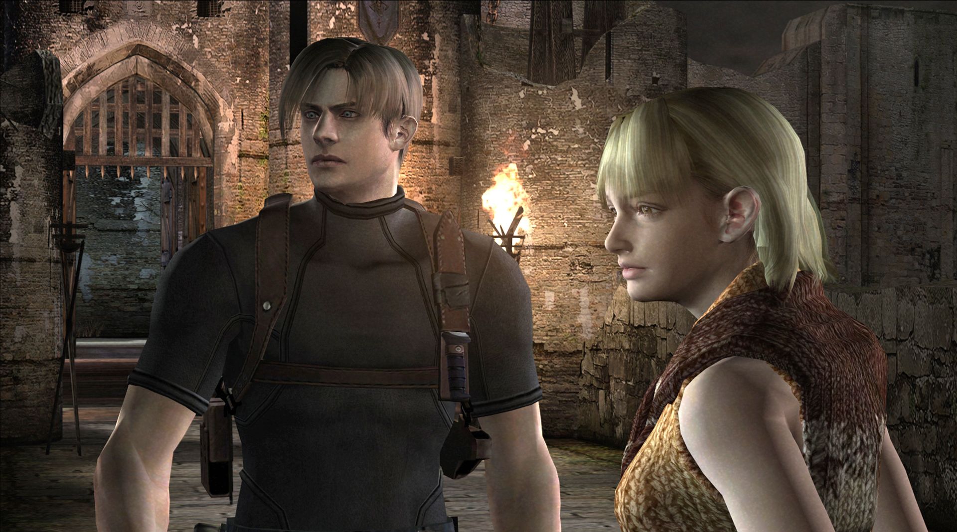 Resident Evil 4 Leon and Ashley in the castle