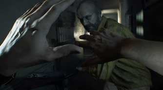 Jack Baker attacking Ethan in Resident Evil 7 (2017).