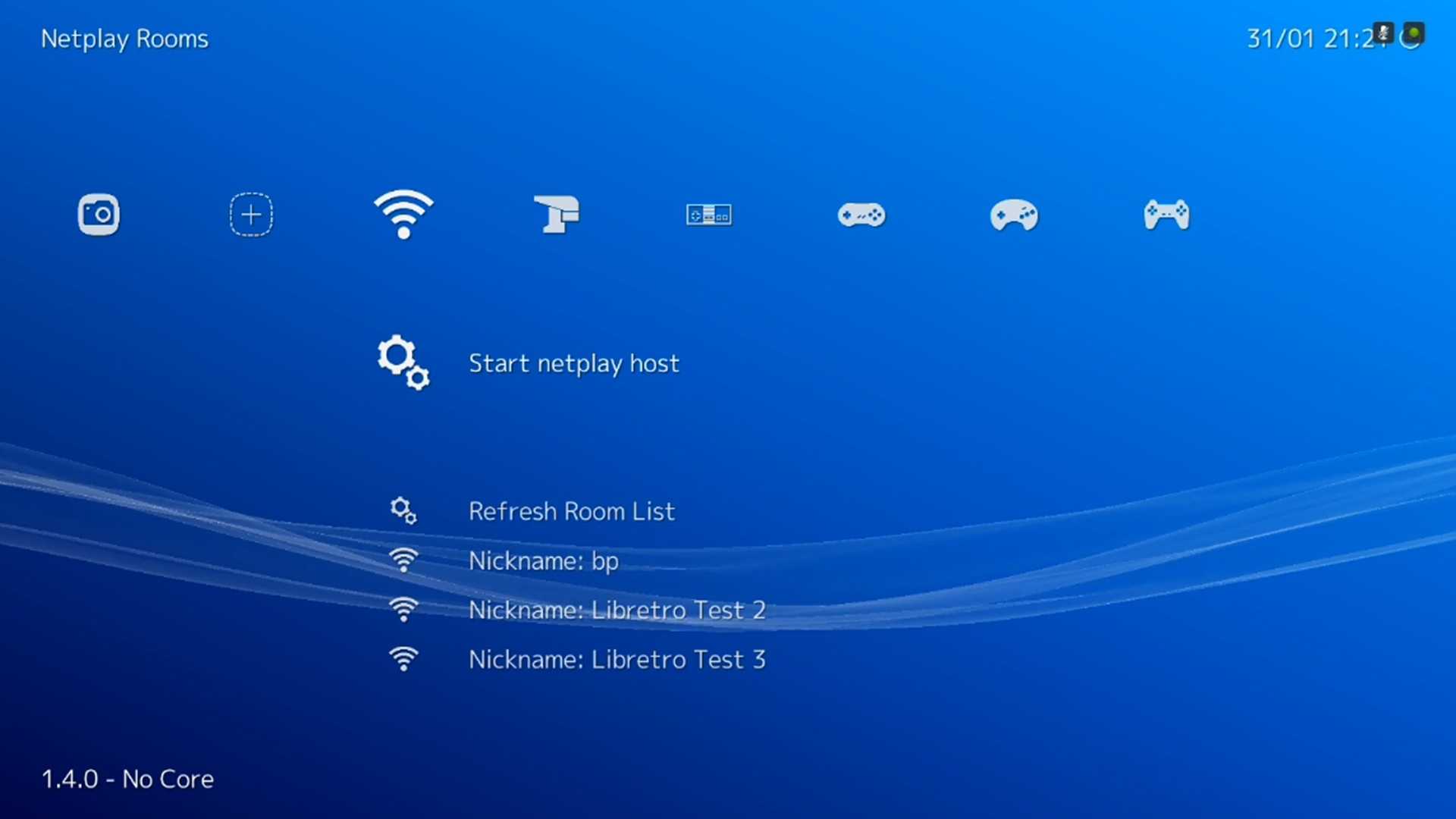 A screenshot of the menus in RetroArch.