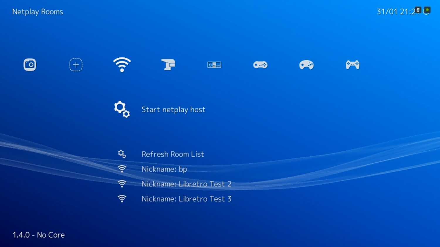 A screenshot of the menus in RetroArch.