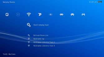 A screenshot of the menus in RetroArch.