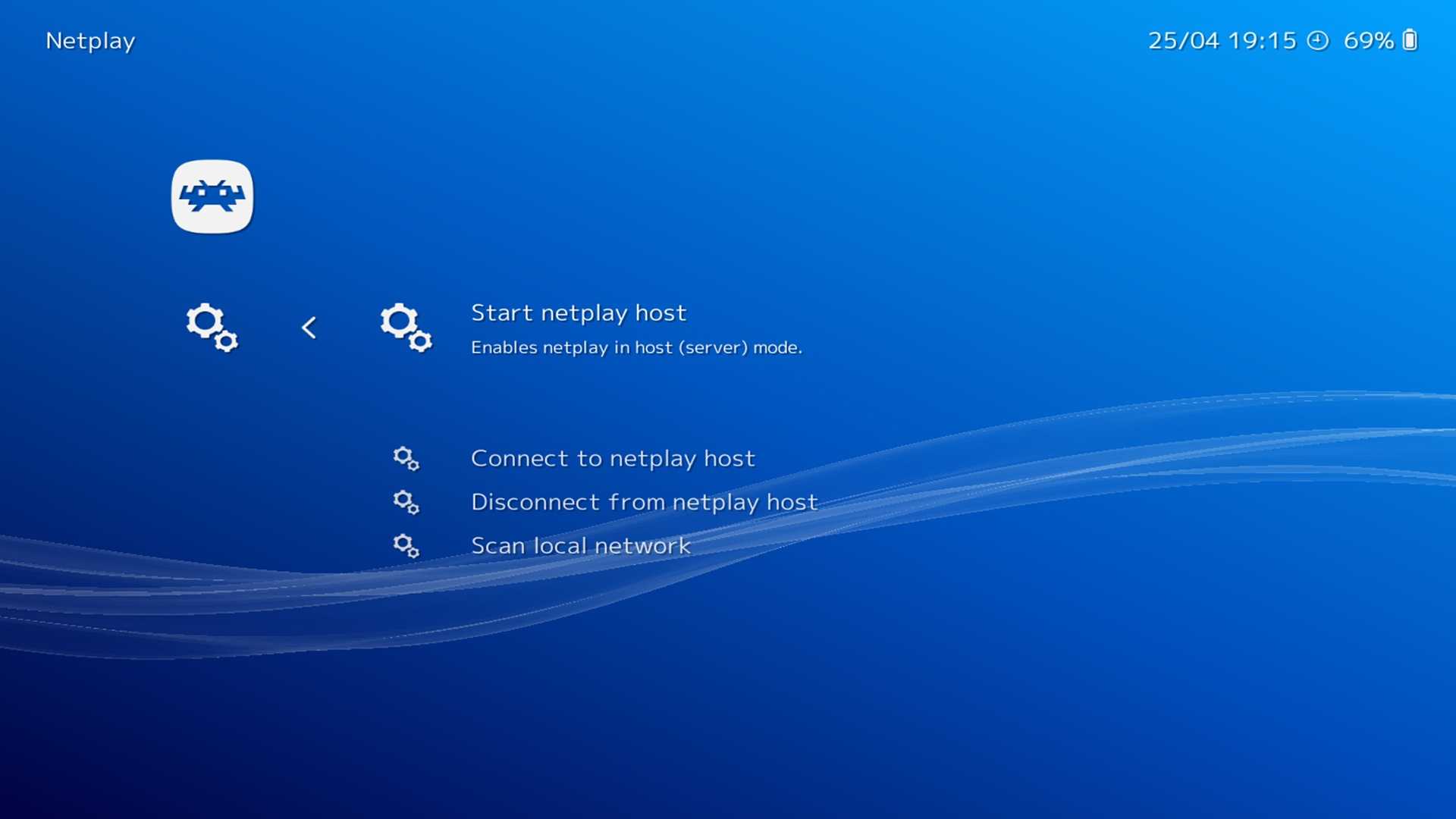 A screenshot of the menus in RetroArch.