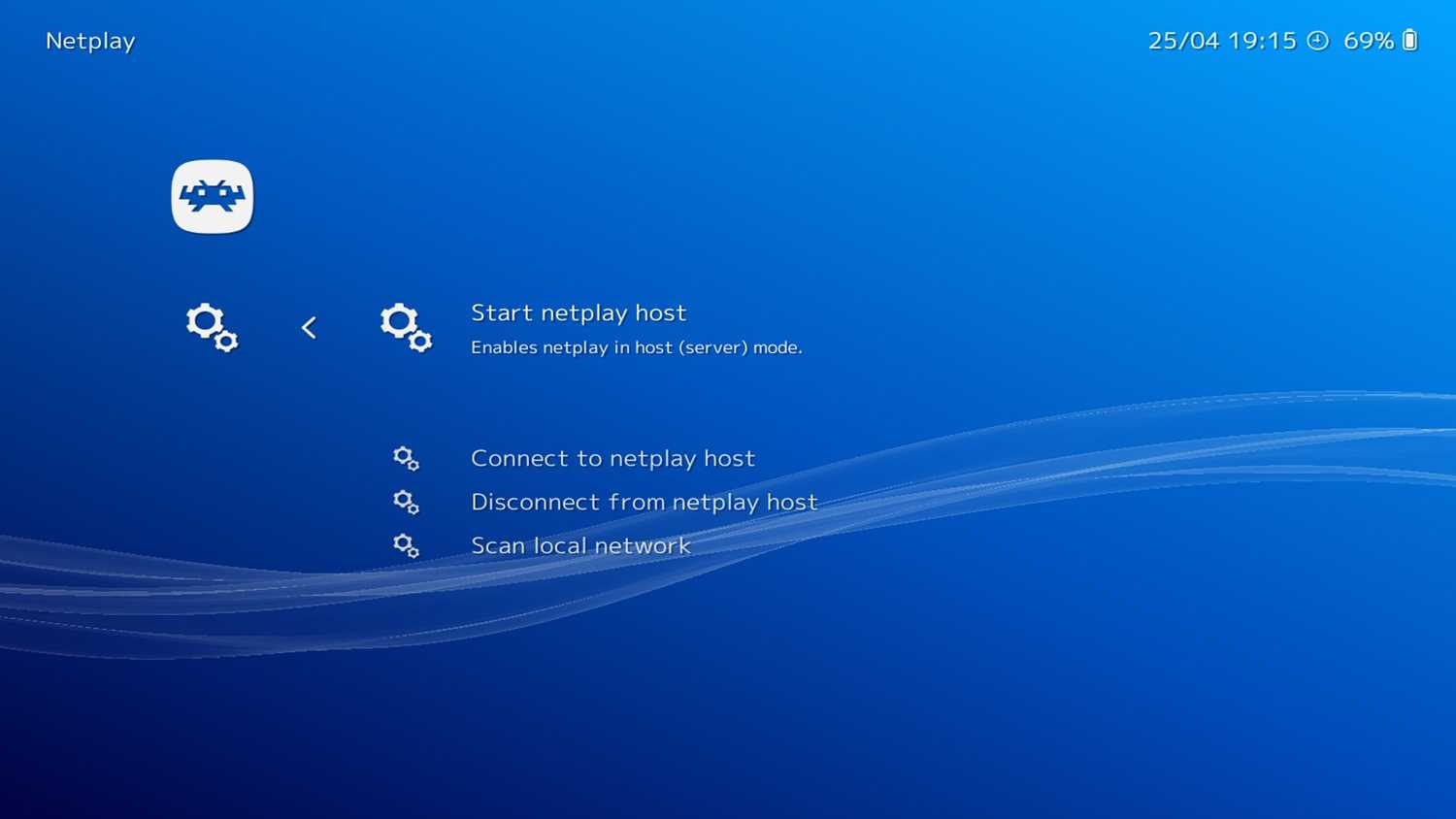 A screenshot of the menus in RetroArch.