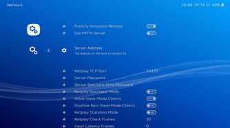 A screenshot of the menus in RetroArch.