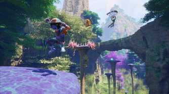 revenge of the savage planet gliding and jumping on a mushroom