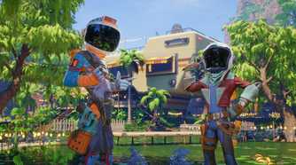 revenge of the savage planet two characters posing