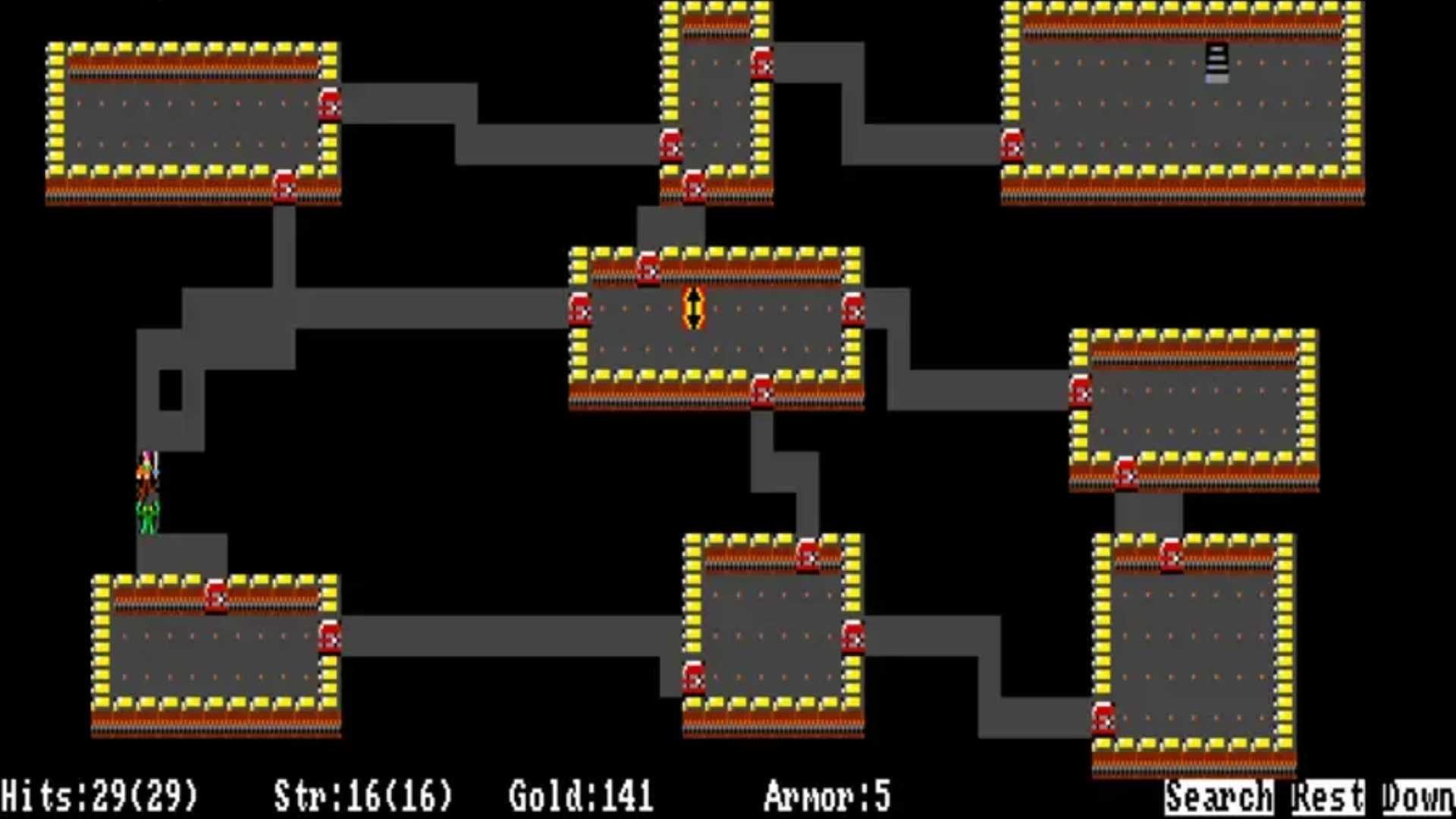 A level with multiple floors in the original Rogue