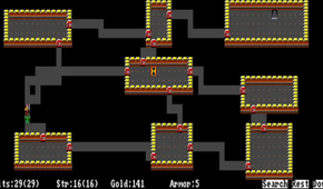 A level with multiple floors in the original Rogue