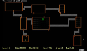 A maze of rooms in the original Rogue