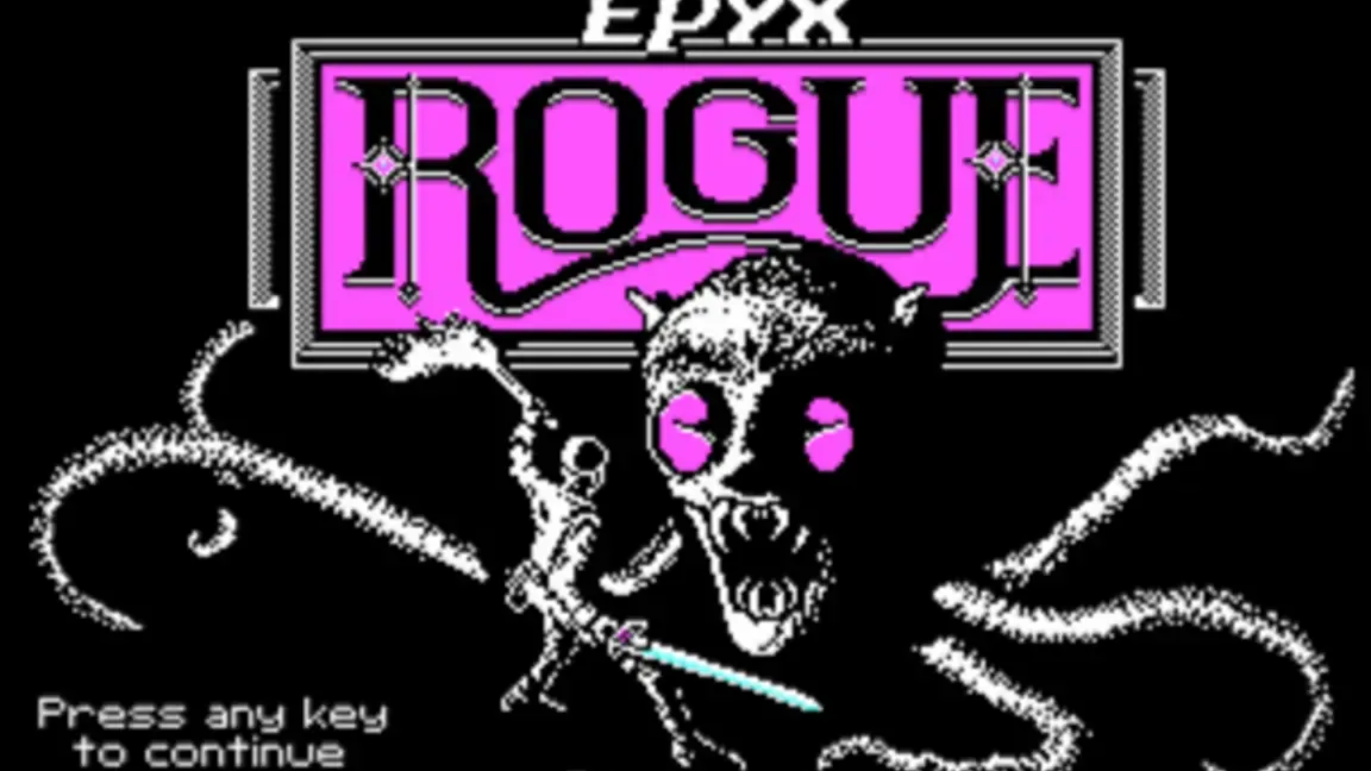 The main menu of the Epyx version of Rogue