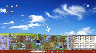 Rusty's Retirement showing the game being played on the bottom part of a monitor