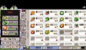 Rusty's Retirement shop screen showing the price of vegetable seeds