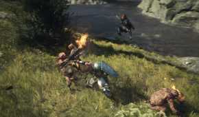 A knight killing goblins