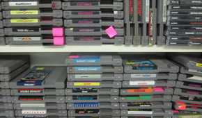 Cartridge collection of NES games.
