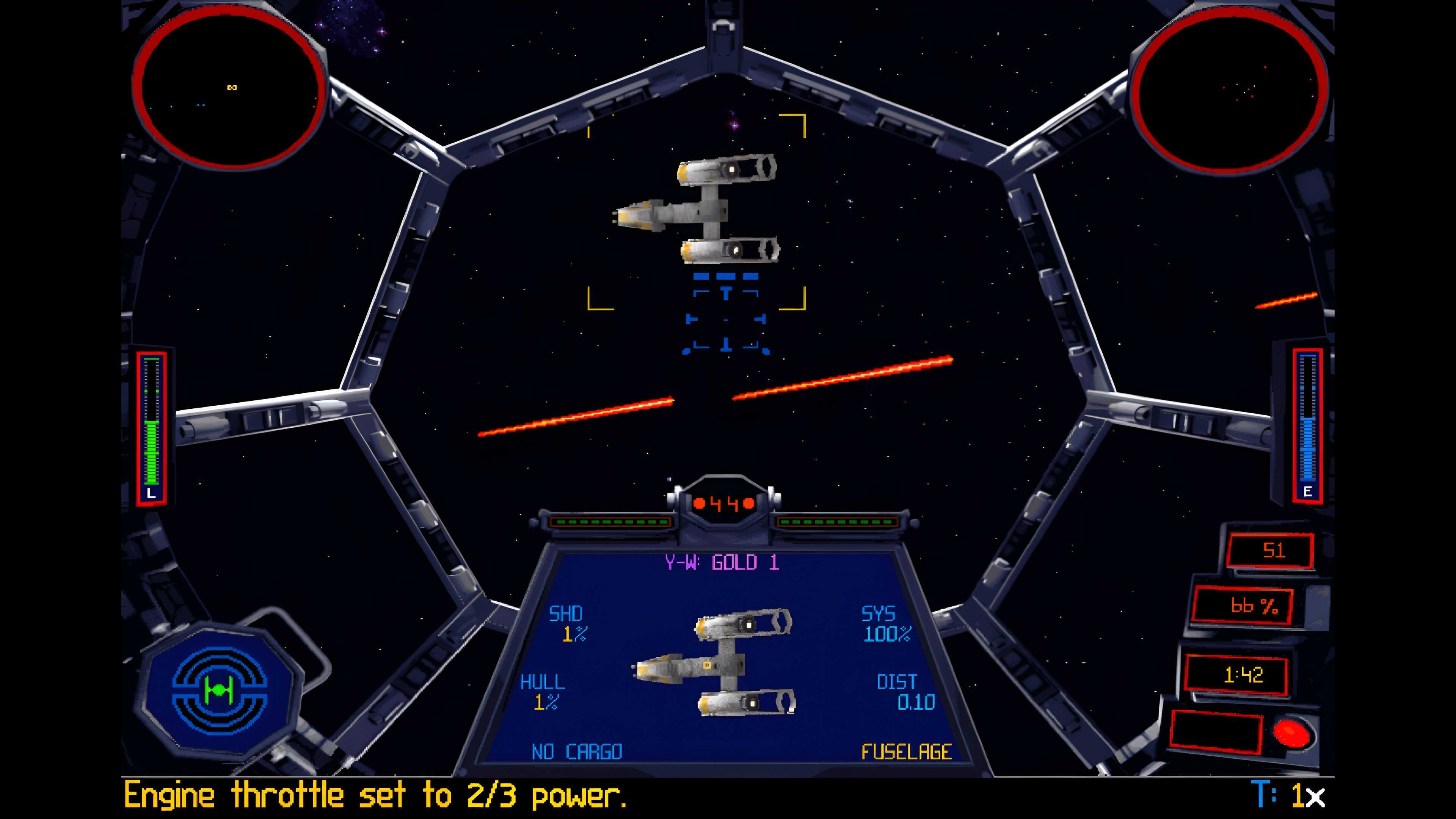 A screenshot from the remastered Star Wars: Tie Fighter + X-Wing bundle.