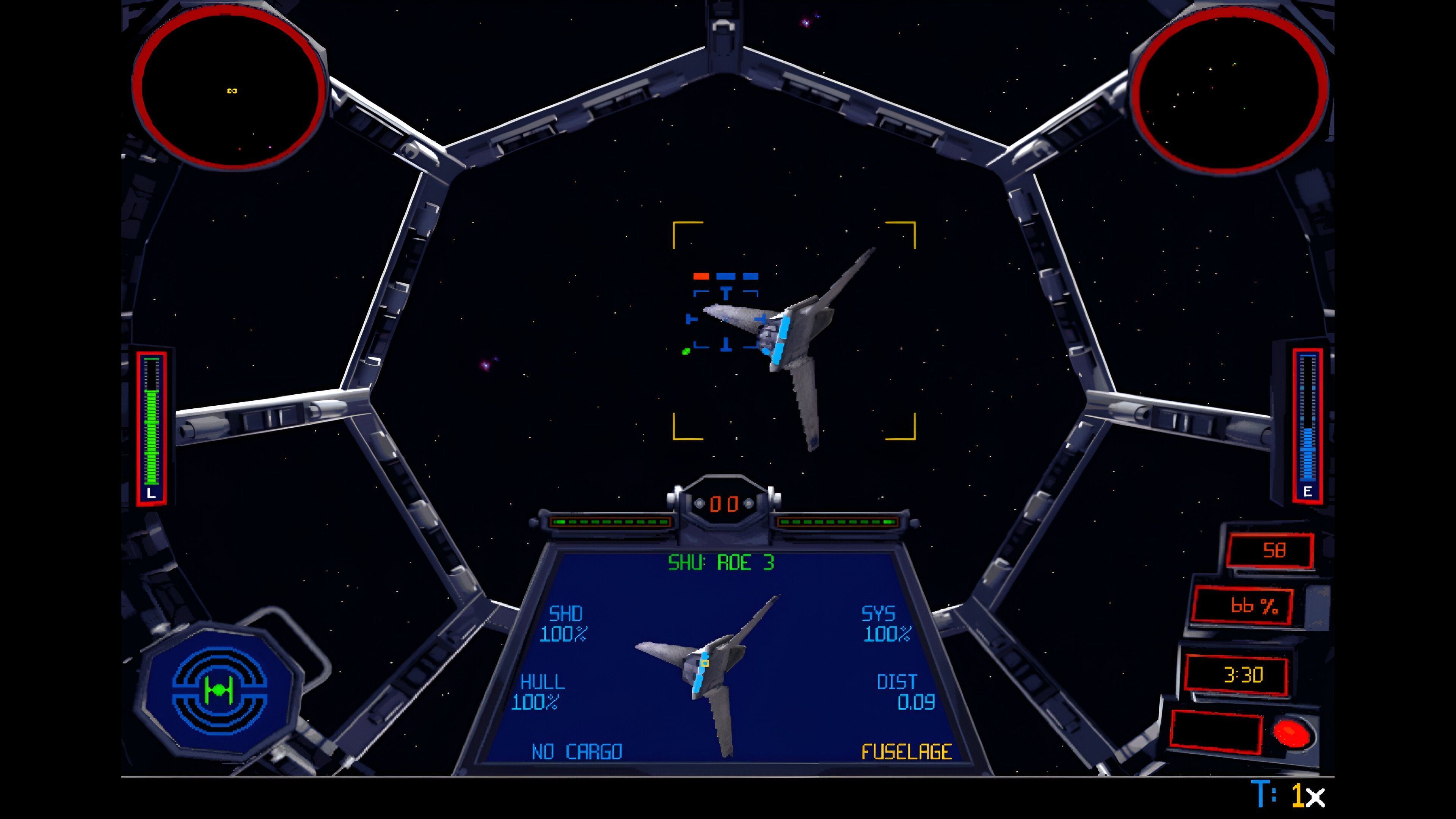 A screenshot from the remastered Star Wars: Tie Fighter + X-Wing bundle.