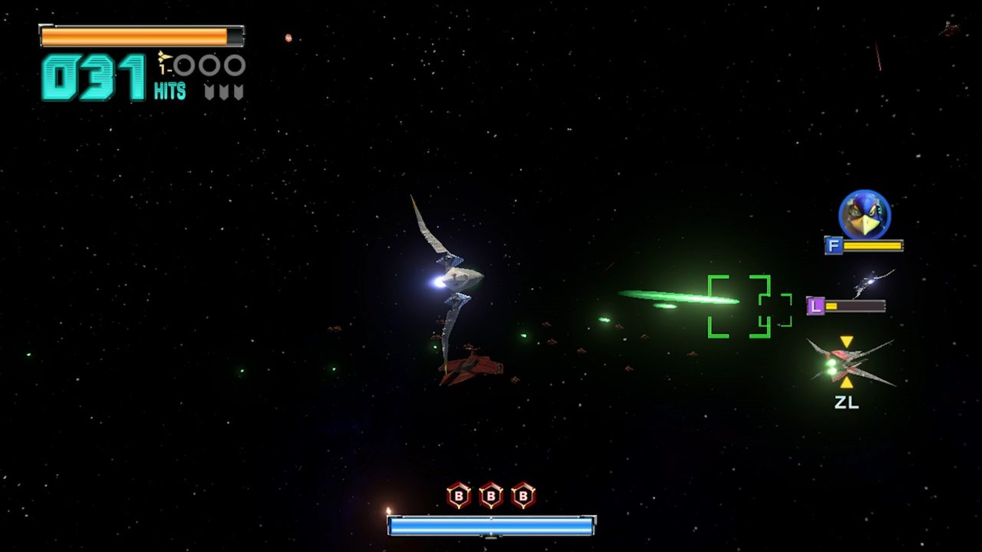 A screenshot of gameplay from Star Fox Zero