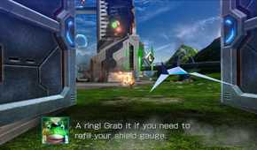 A screenshot of gameplay from Star Fox Zero