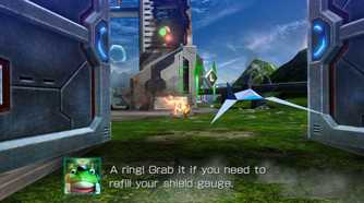 A screenshot of gameplay from Star Fox Zero