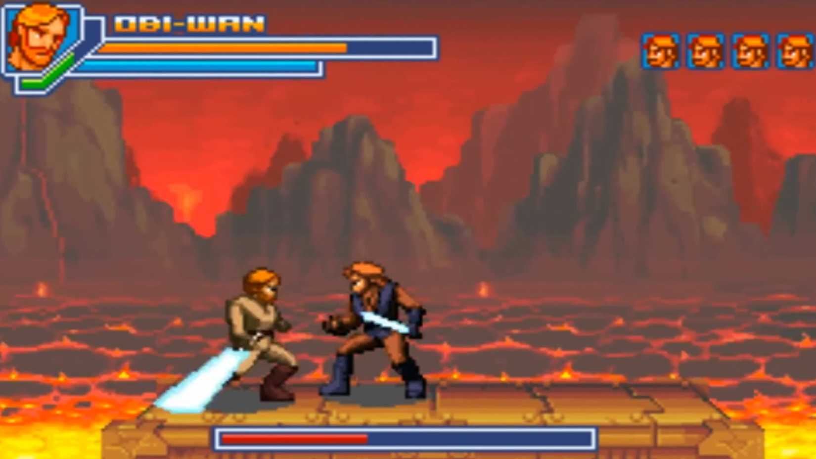 A screenshot of gameplay from Star Wars Revenge of the Sith on GBA.