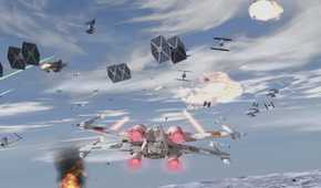 A screenshot of gameplay from Star Wars Rogue Squadron 3: Rebel Strike