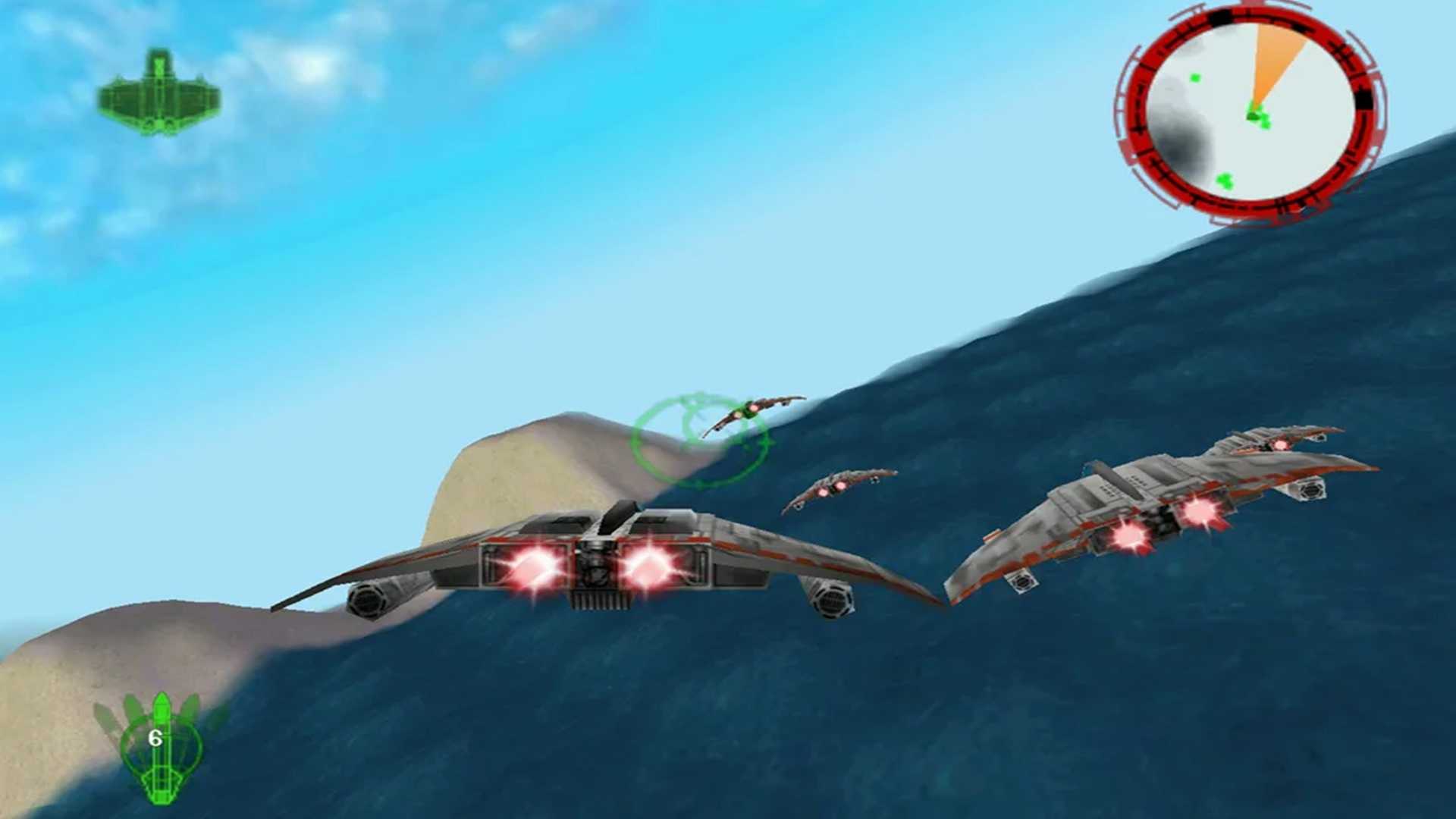 A screenshot of gameplay from Star Wars Rogue Squadron