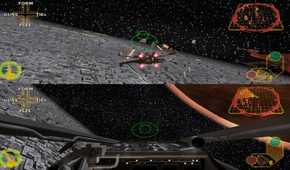 A screenshot of gameplay from Star Wars Rogue Squadron 3: Rebel Strike