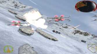 A screenshot of gameplay from Star Wars Rogue Squadron 2: Rogue Leader