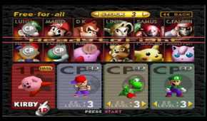 A screenshot of gameplay from Super Smash Bros.