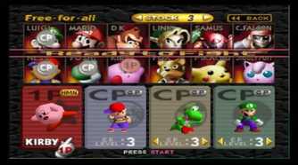 A screenshot of gameplay from Super Smash Bros.