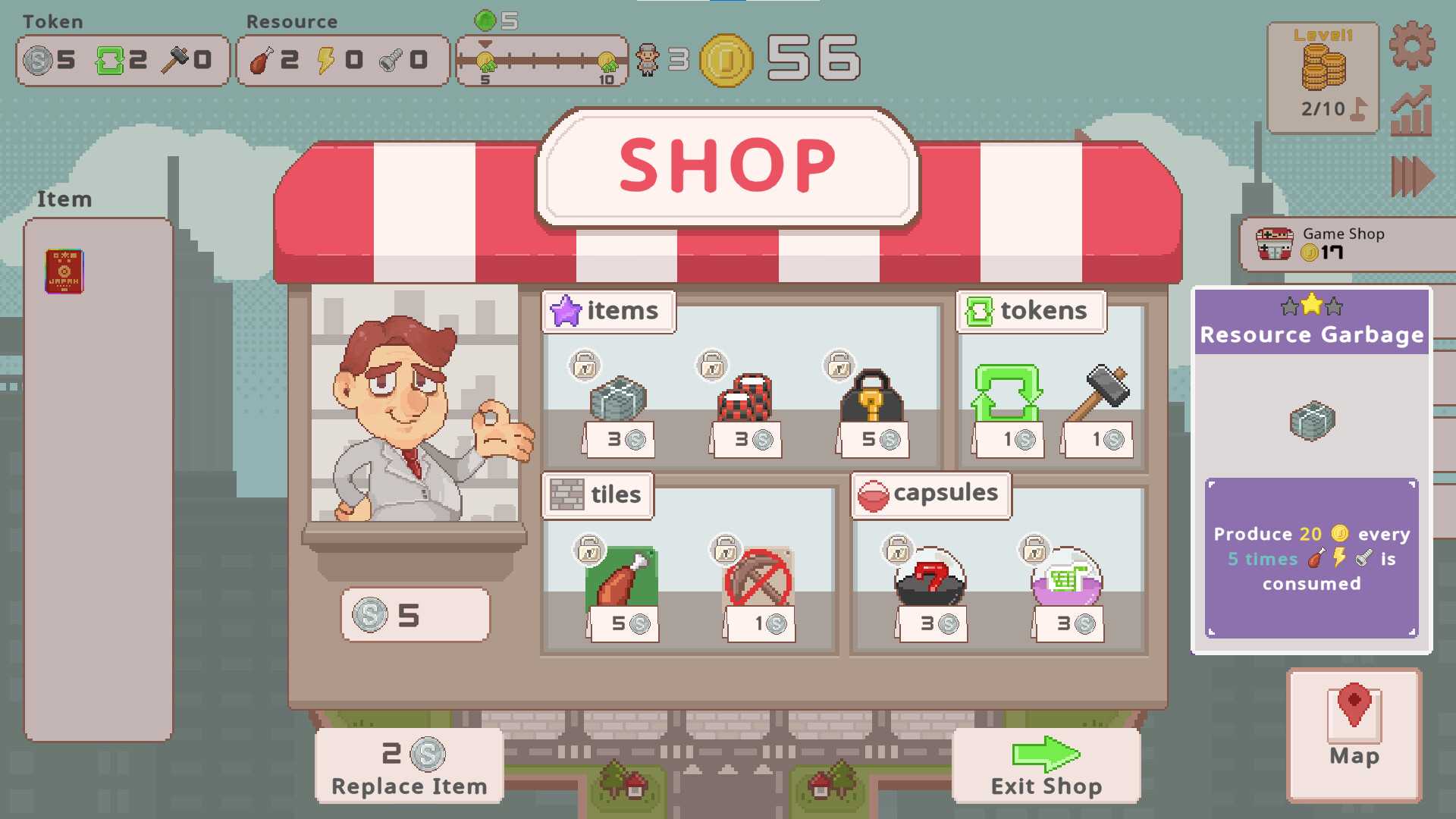 SuperTaxCity shop screen, featuring new items to buy