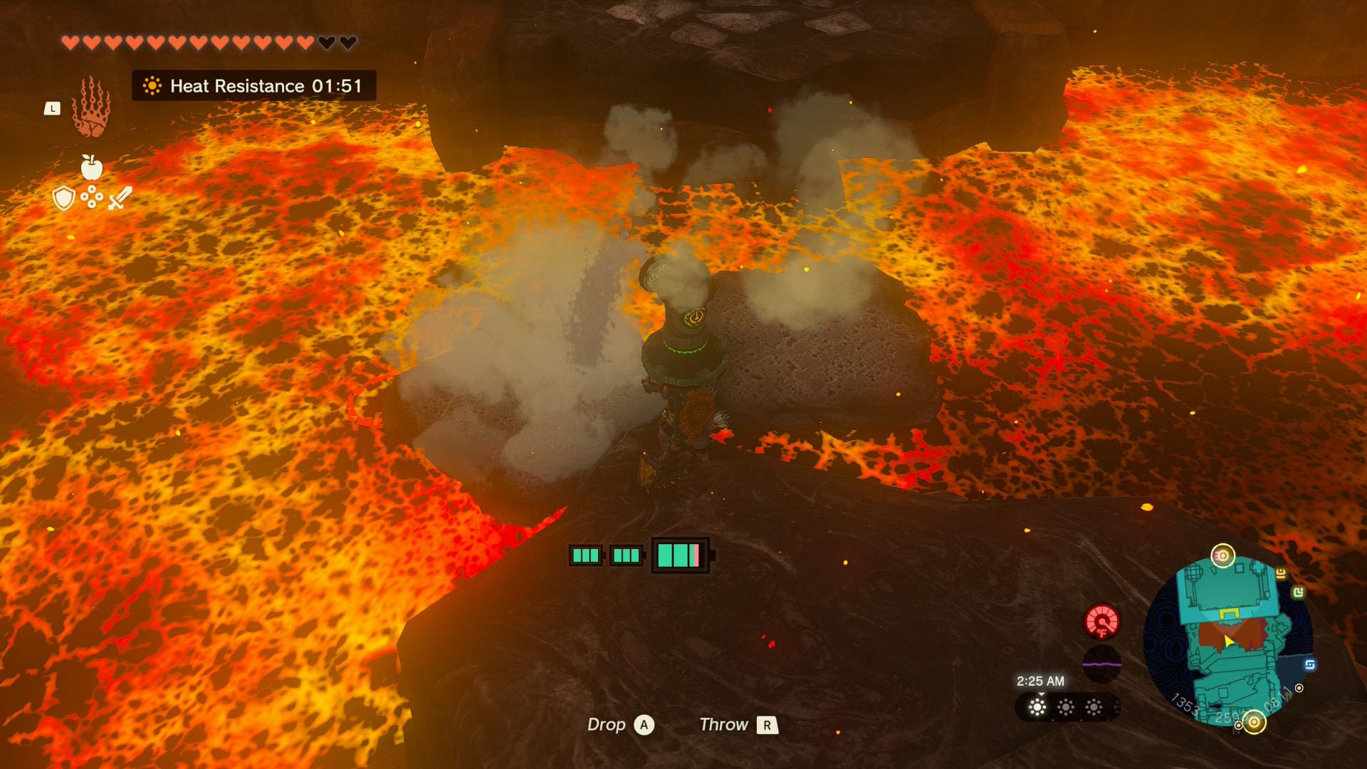 Tears of the Kingdom making lava rocks with a hydrant