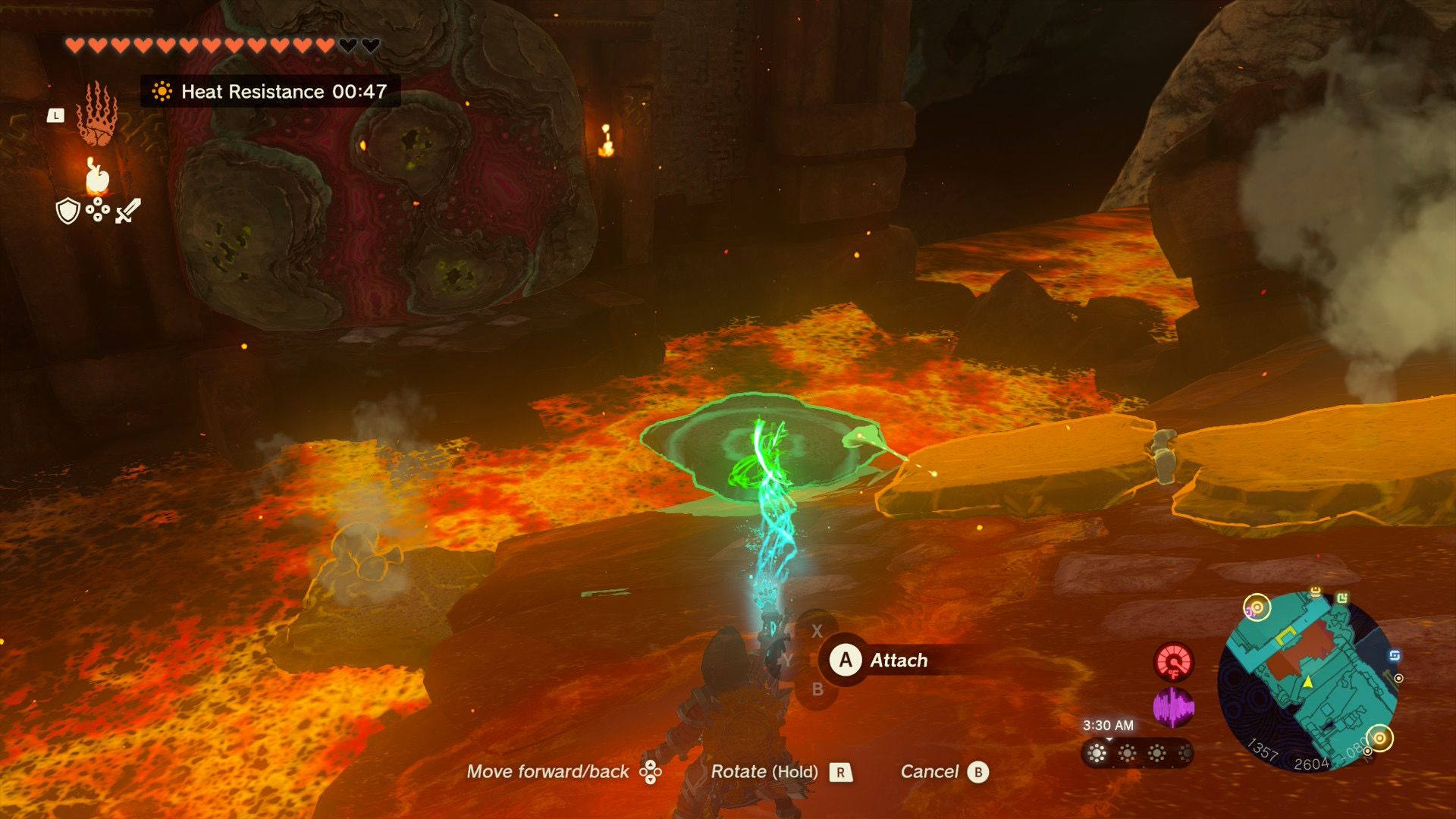 Tears of the Kingdom lifting a lava rock