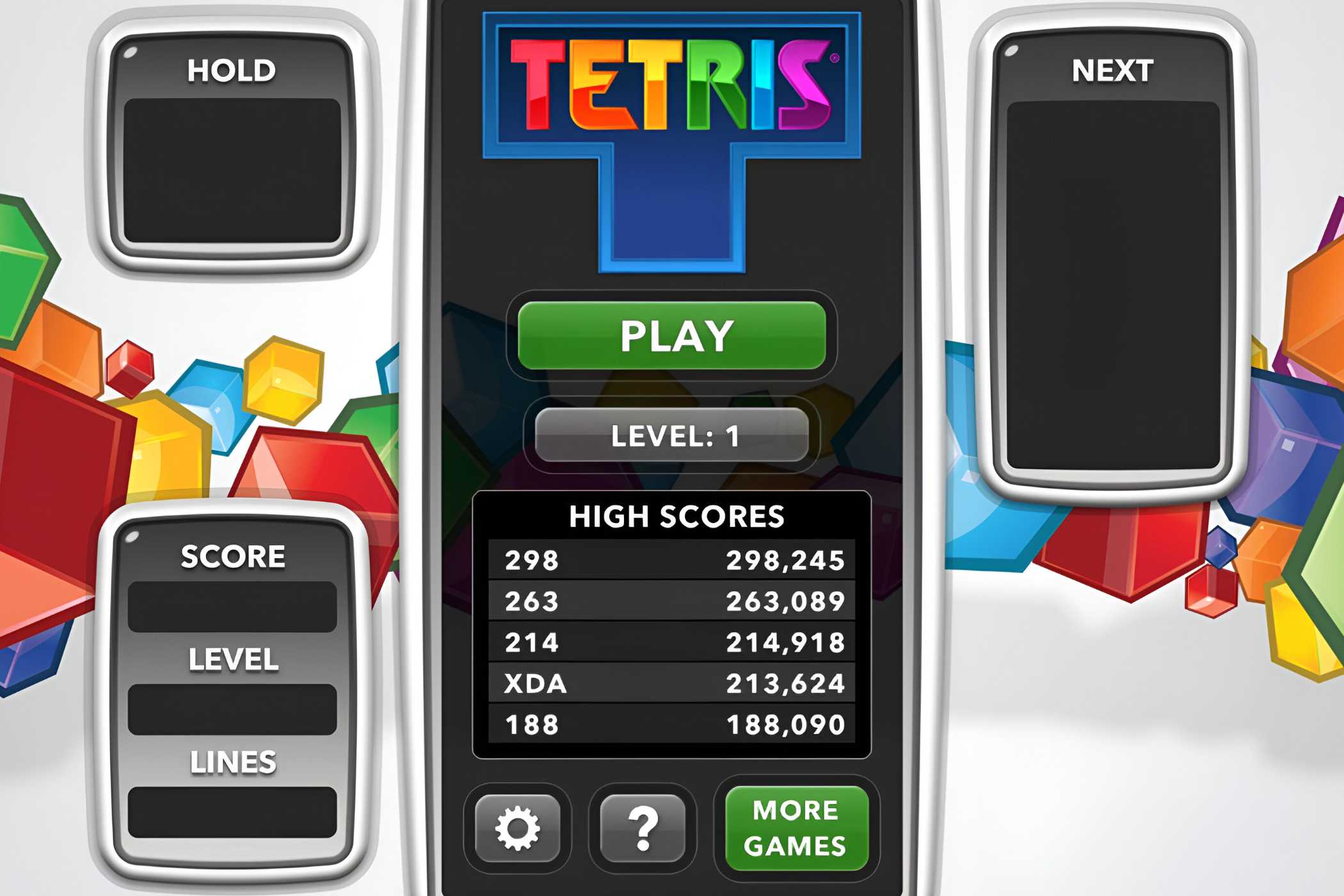 A screenshot of a leaderboard on an online Tetris game.