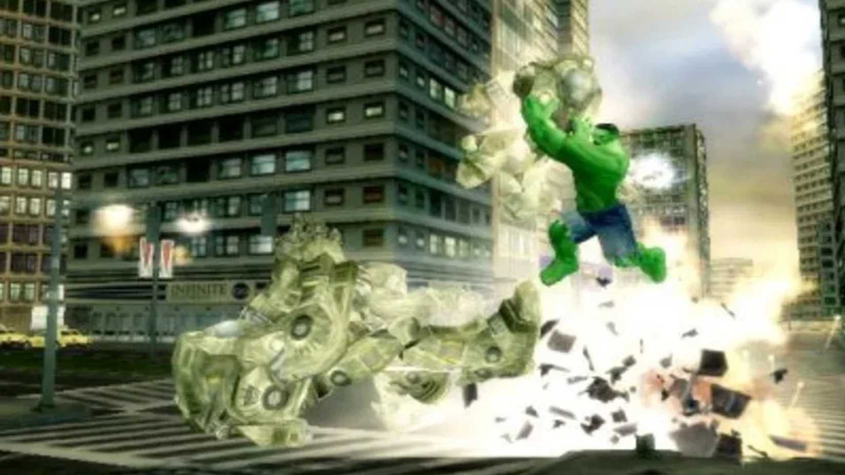 A screenshot of gameplay from The Incredible Hulk: Ultimate Destruction