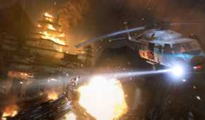 Lara Croft attempting to jump onto a helicopter in 2013's Tomb Raider.