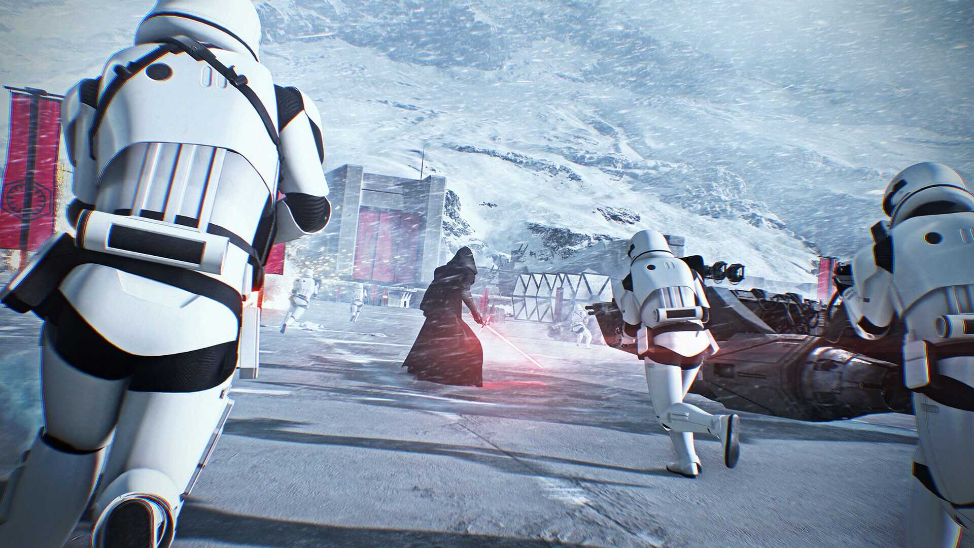 Storm troopers attacking Kylo Ren