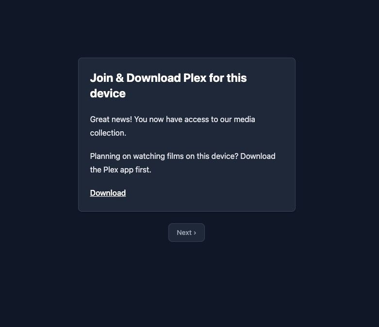 wizarr - plex - onboarding page