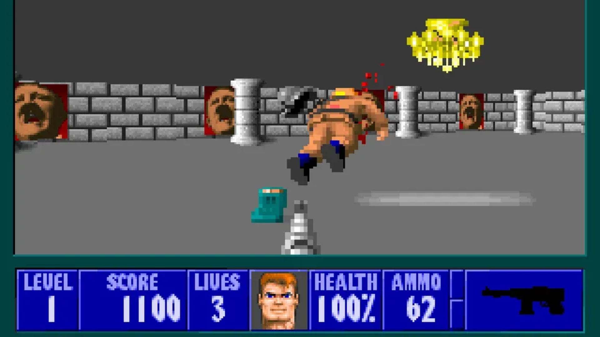 Shooting an enemy in Wolfenstein 3D