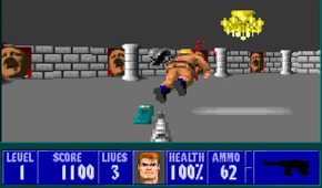 Shooting an enemy in Wolfenstein 3D