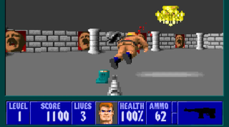 Shooting an enemy in Wolfenstein 3D