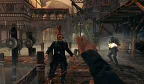 BJ attacking a Nazi soldier with a knife in Wolfenstein: The Old Blood.
