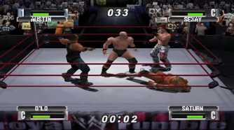 A screenshot of gameplay for WWF No Mercy