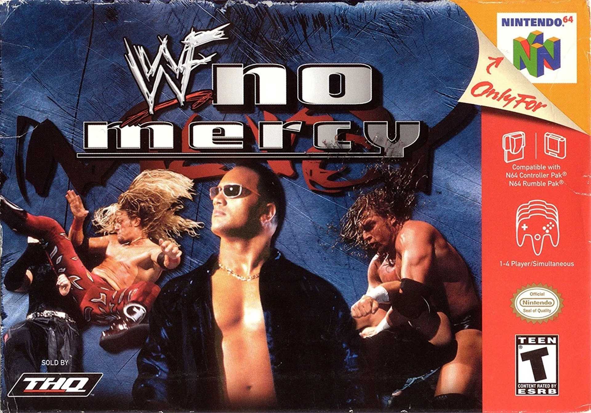 The N64 box art for WWF No Mercy.
