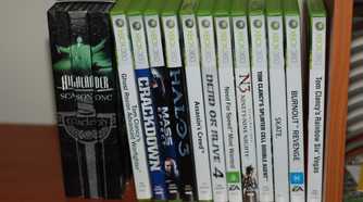 Collection of Xbox 360 games.