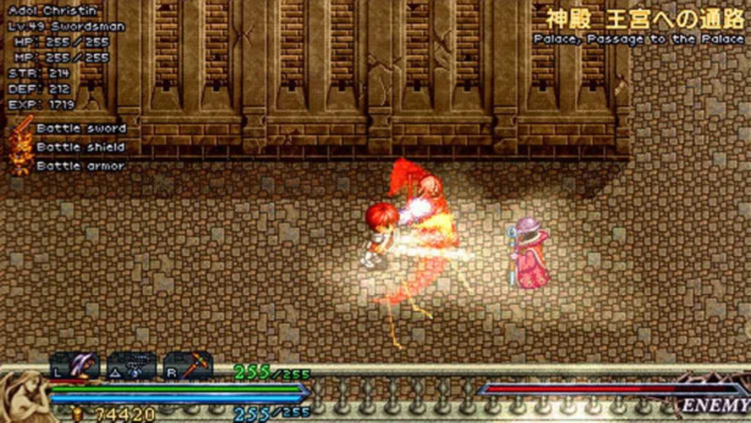 A screenshot of gameplay from Ys I & II Chronicles