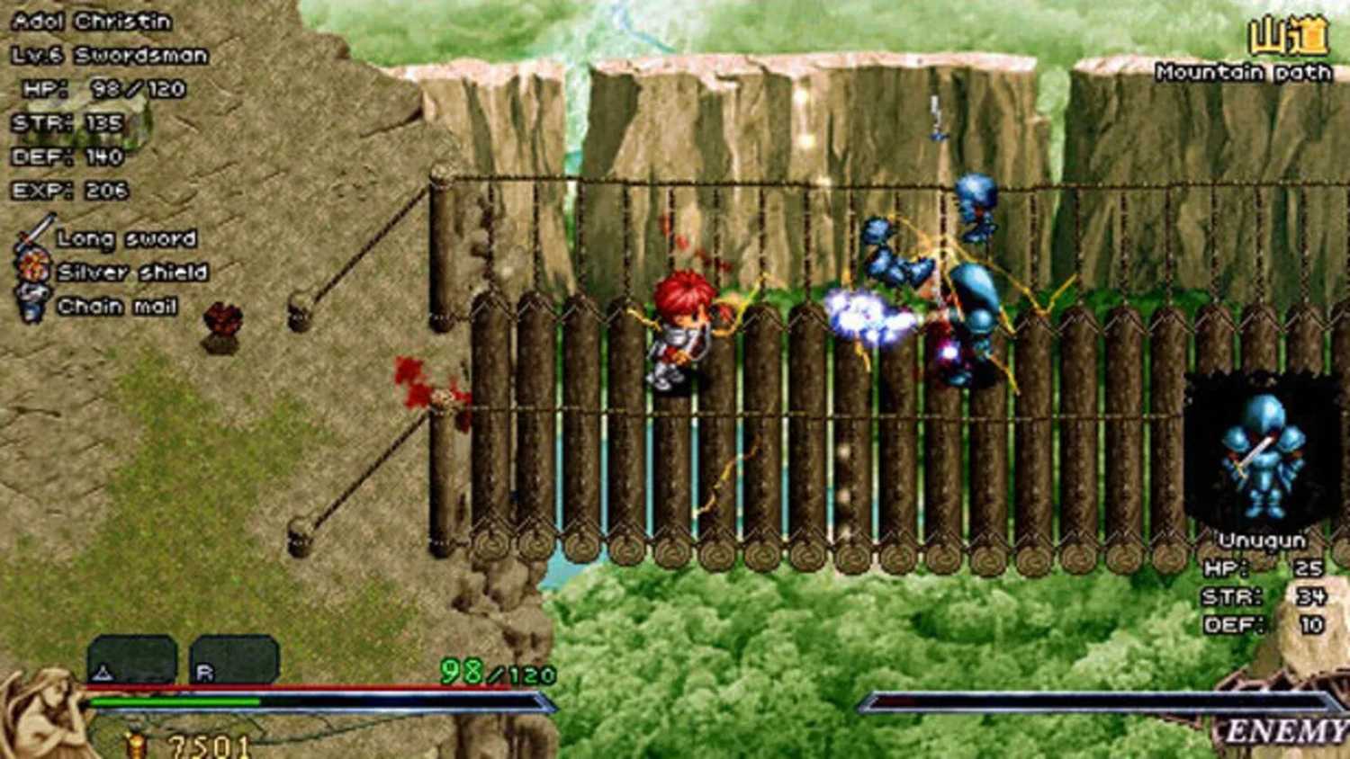 A screenshot of gameplay from Ys I & II Chronicles