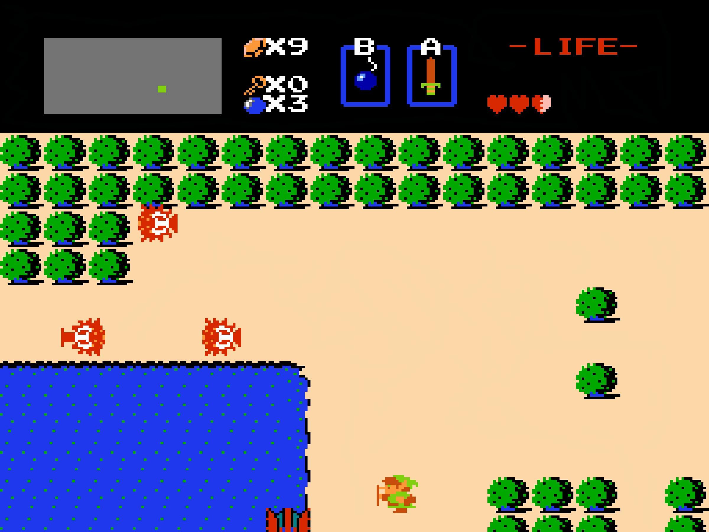 The Legnd of Zelda NES link near a lake